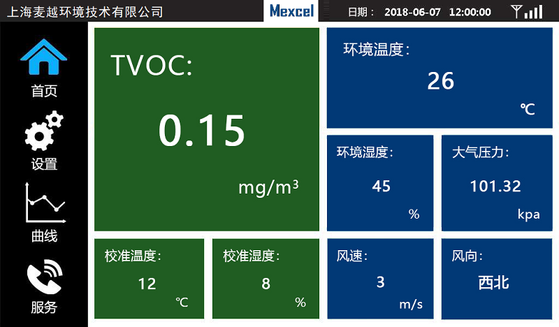 TVOC 在線報警監(jiān)測系統(tǒng)軟件界面.